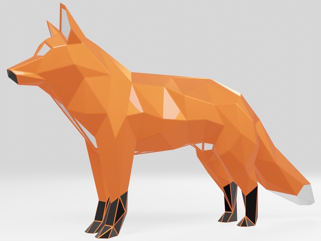 简单的狐狸模型由许多三角形组成的